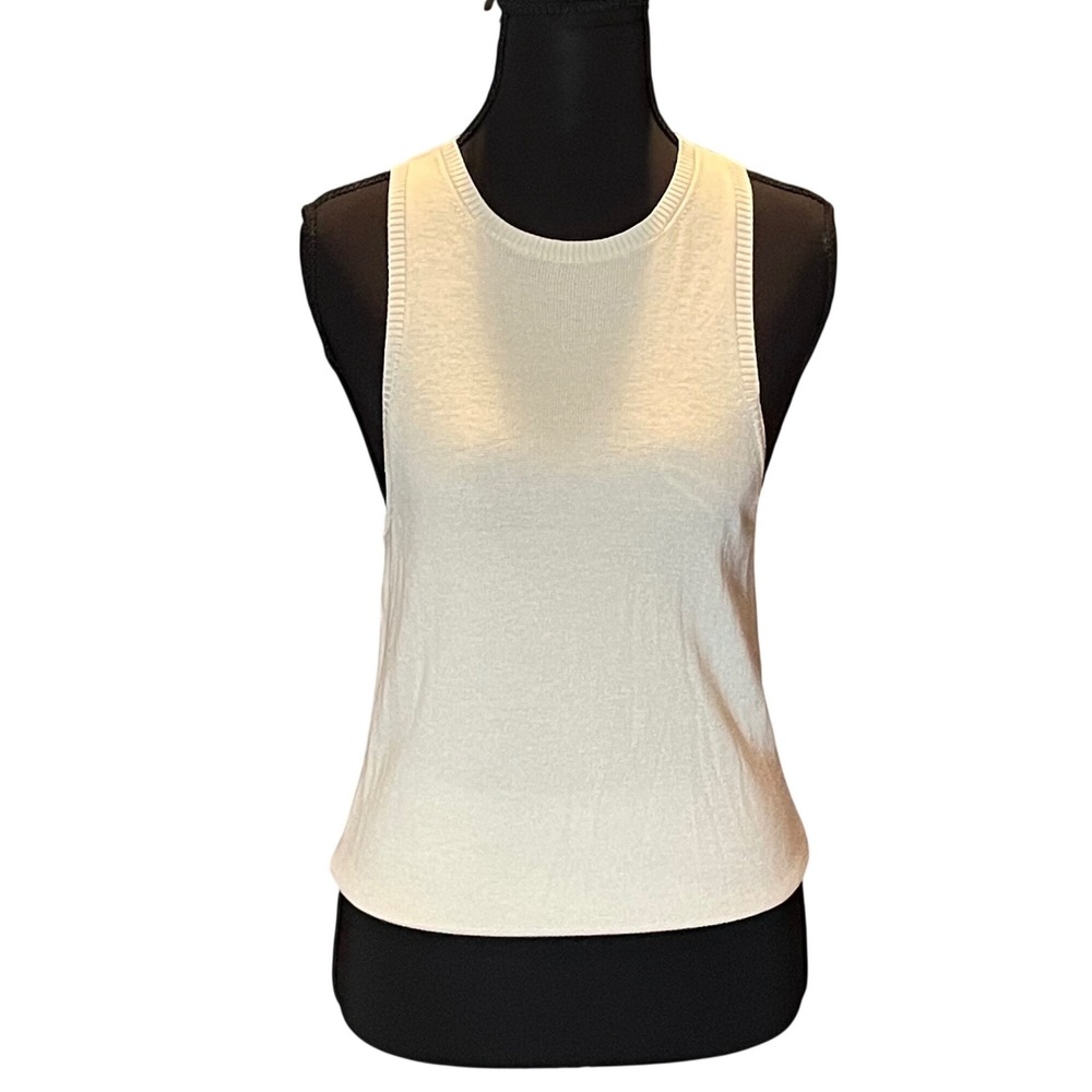 Banana Republic Silk Cashmere Blend Sleeveless Sweater Tank Cream Ivory Small